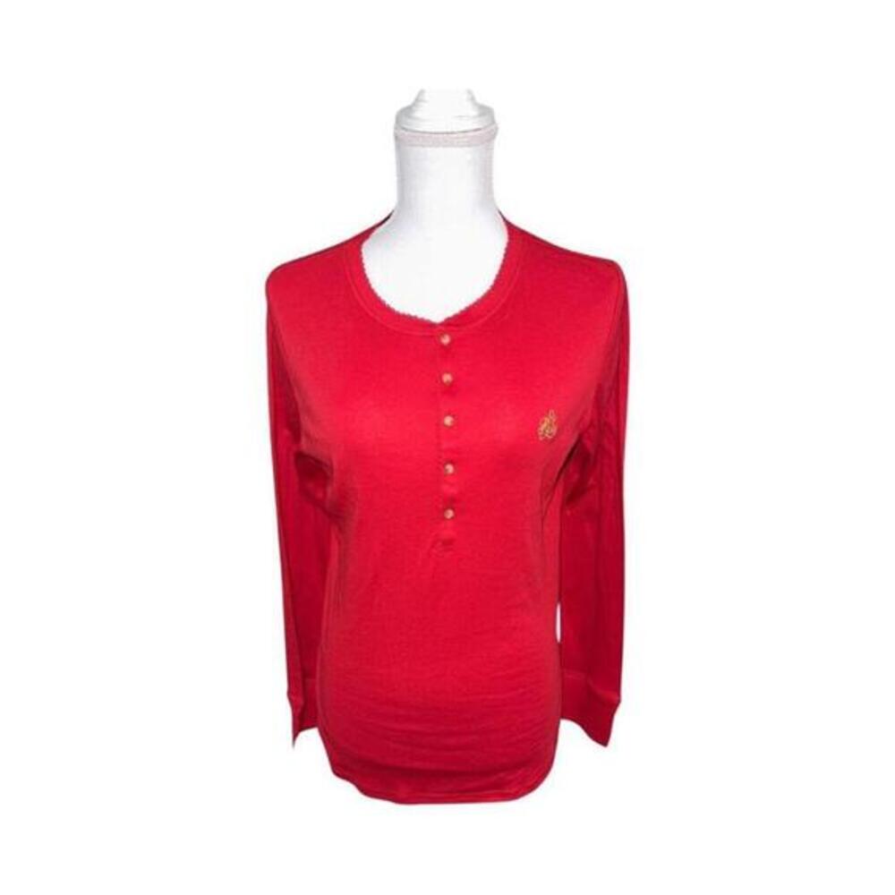 Lauren Ralph Lauren Women's Red Button Up Sleep Night Shirt size Large. New